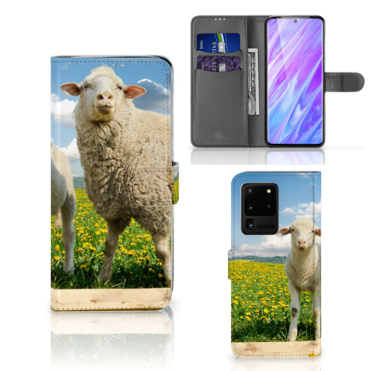 Samsung Galaxy S20 Ultra Telefoonhoesje met Pasjes Schaap en Lammetje