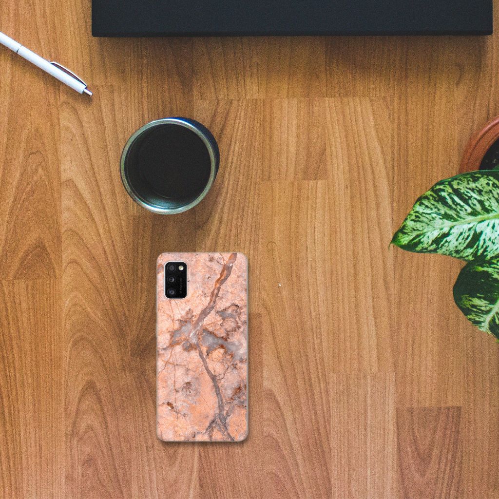 Samsung Galaxy A41 TPU Siliconen Hoesje Marmer Oranje B2C Telecom