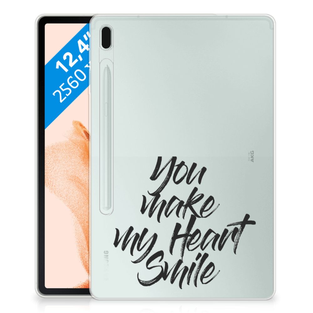 Samsung Galaxy Tab S7FE Back cover met naam Heart Smile - B2C Telecom