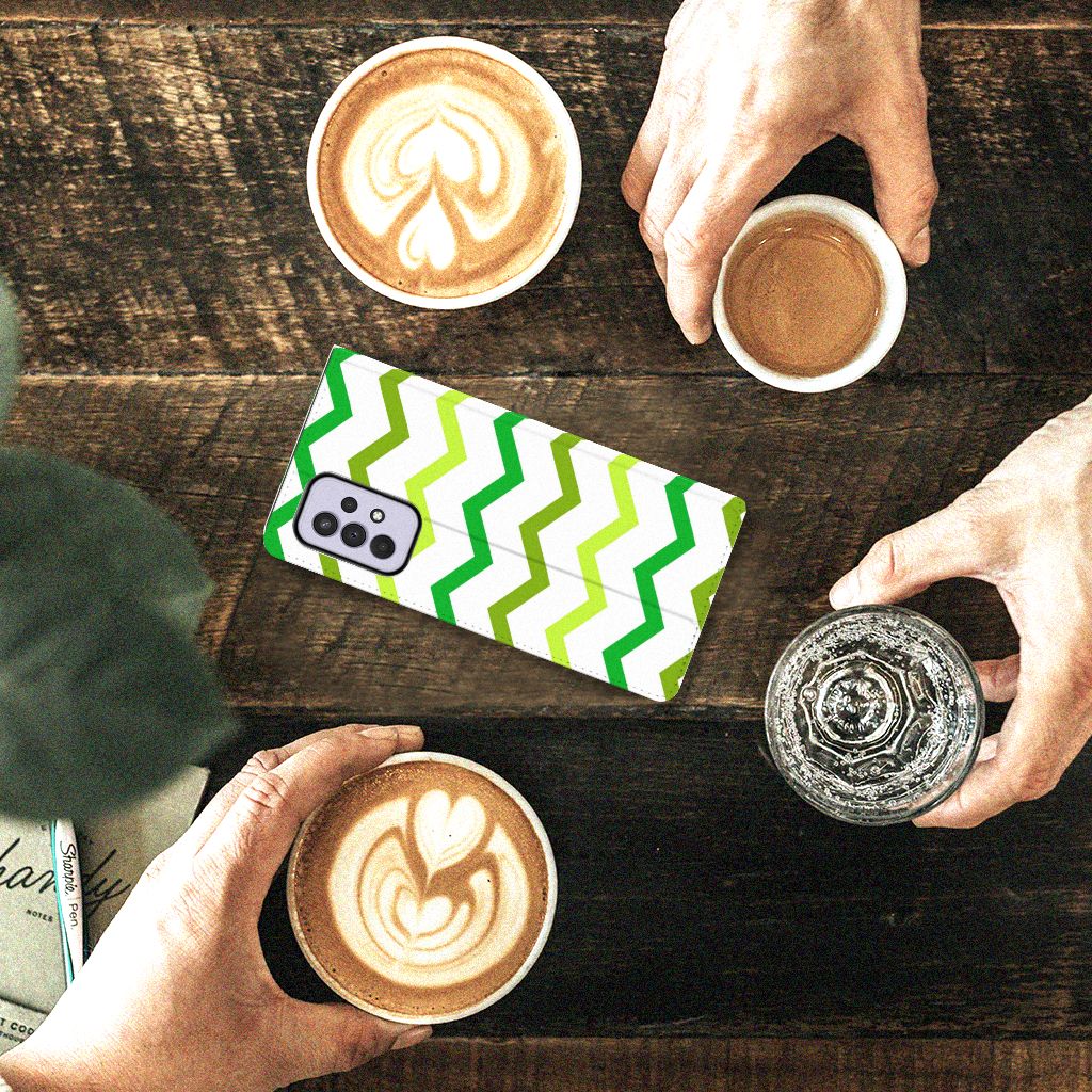 Samsung Galaxy A33 5G Hoesje met Magneet Zigzag Groen - B2C Telecom