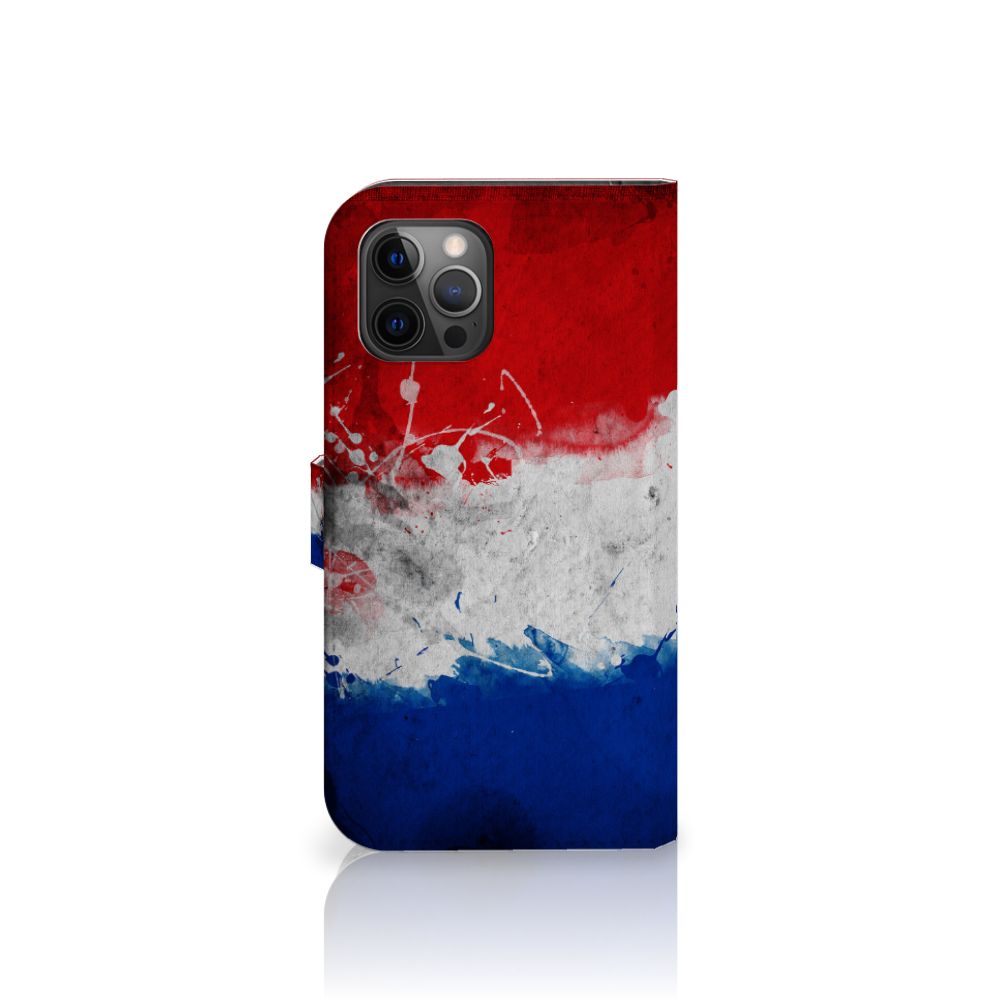 Apple iPhone 12 Pro Max Bookstyle Case Nederland met artistieke Nederlandse vlag print