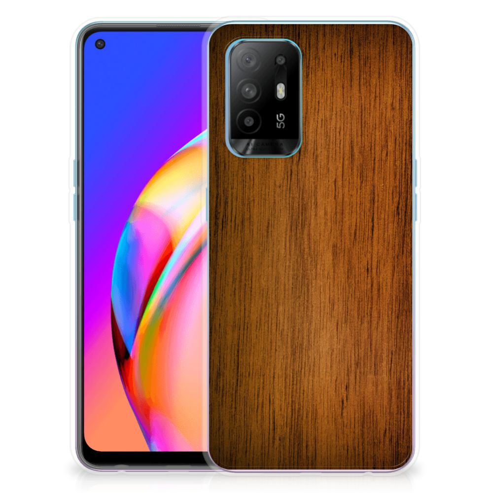 OPPO A94 5G | Reno5 Z Bumper Hoesje Donker Hout