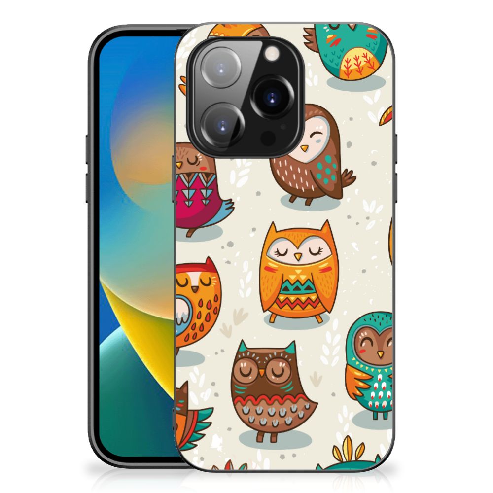 iPhone 14 Pro Dierenprint Telefoonhoesje Vrolijke Uilen B2C Telecom
