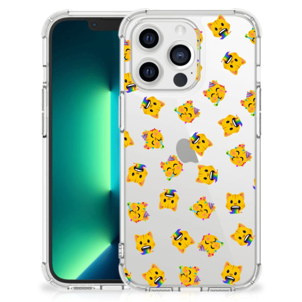 Doorzichtige Silicone Hoesje voor iPhone 13 Pro Max Katten Emojis - B2C Telecom