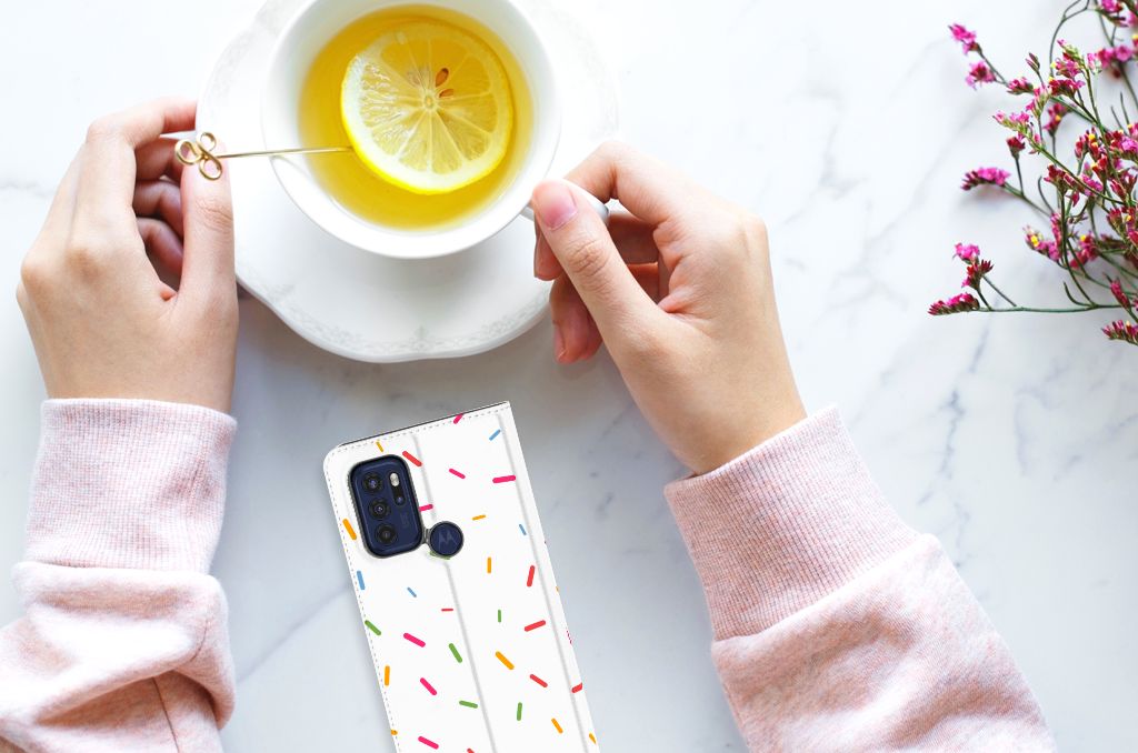 Motorola Moto G60s Flip Style Cover Donut Roze - B2C Telecom