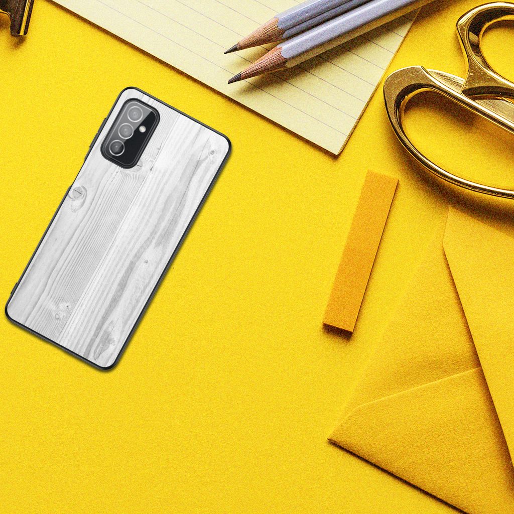 Samsung Galaxy M52 Houten Print Telefoonhoesje White Wood B2C Telecom