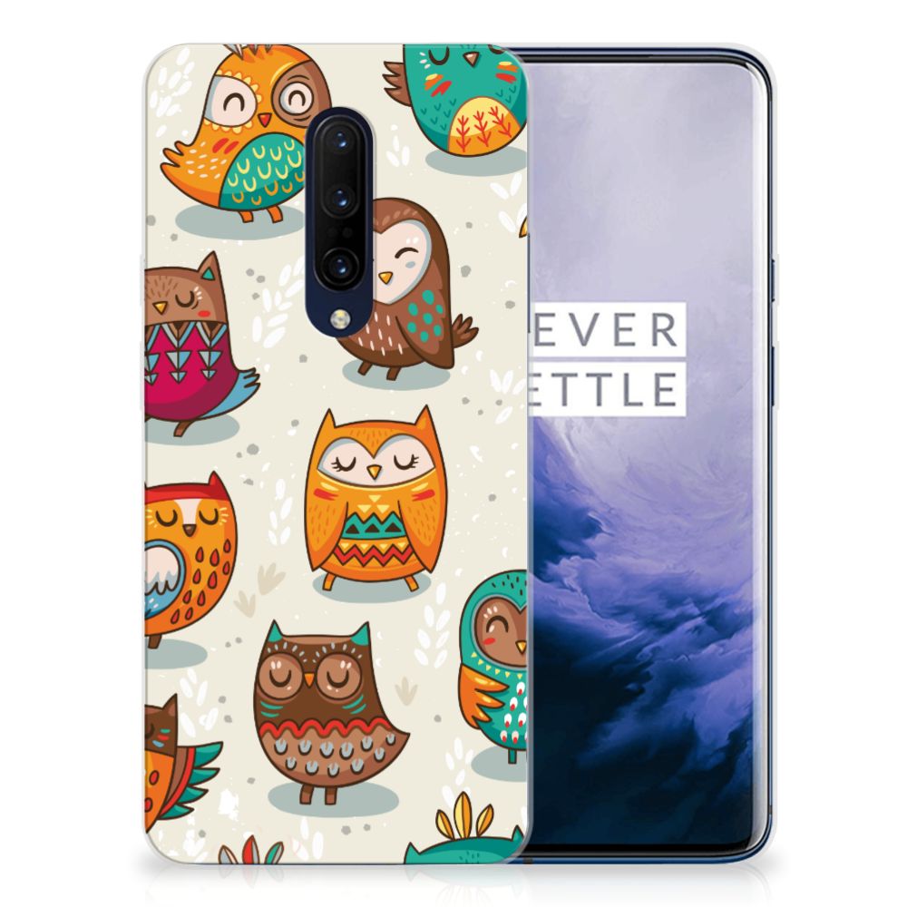OnePlus 7 Pro TPU Hoesje Vrolijke Uilen