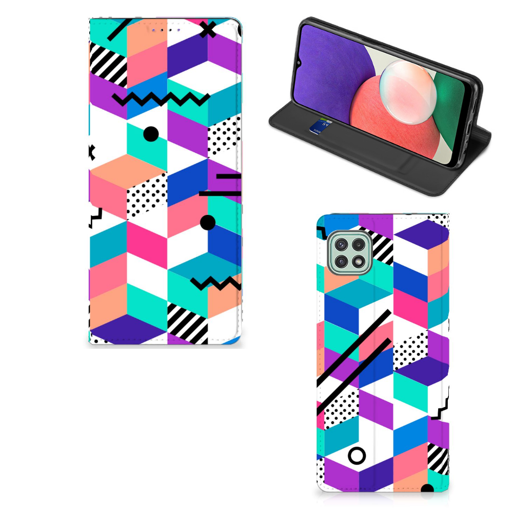 Samsung Galaxy A22 5G Stand Case Blokken Kleurrijk - B2C Telecom