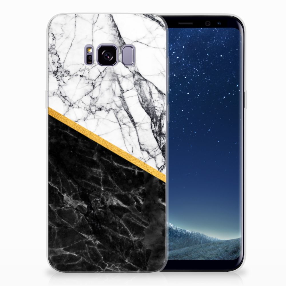 Samsung Galaxy S8 Plus TPU Siliconen Hoesje Marmer Wit Zwart - Origineel Cadeau Man