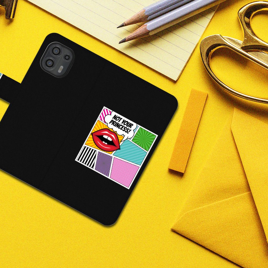 Motorola Edge 20 Lite Wallet Case met Pasjes Popart Princess
