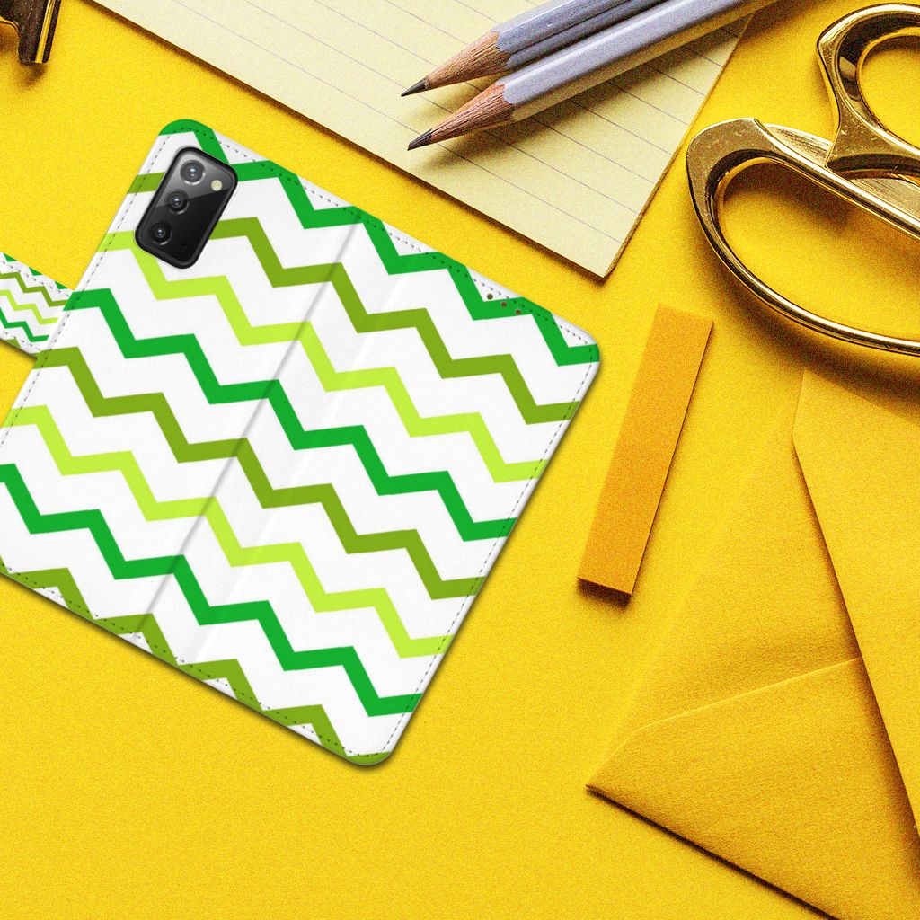 Samsung Galaxy Note 20 Telefoon Hoesje Zigzag Groen