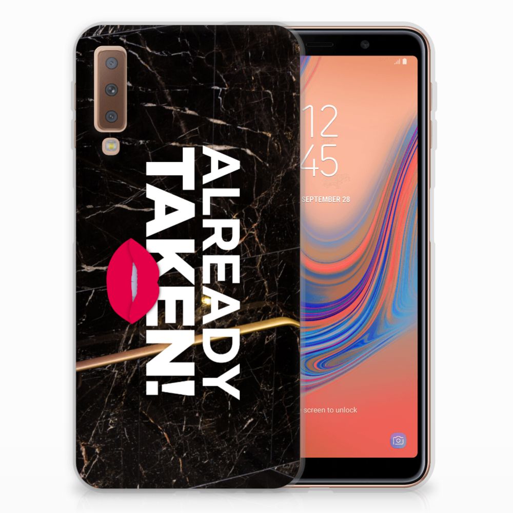 Samsung Galaxy A7 (2018) Siliconen hoesje met naam Already Taken Black