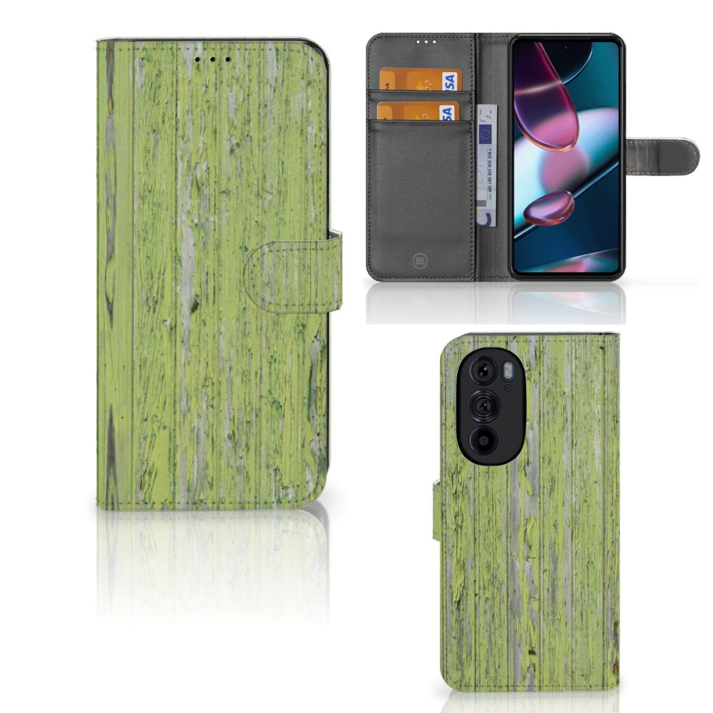 Motorola Edge 30 Pro Book Style Case Green Wood