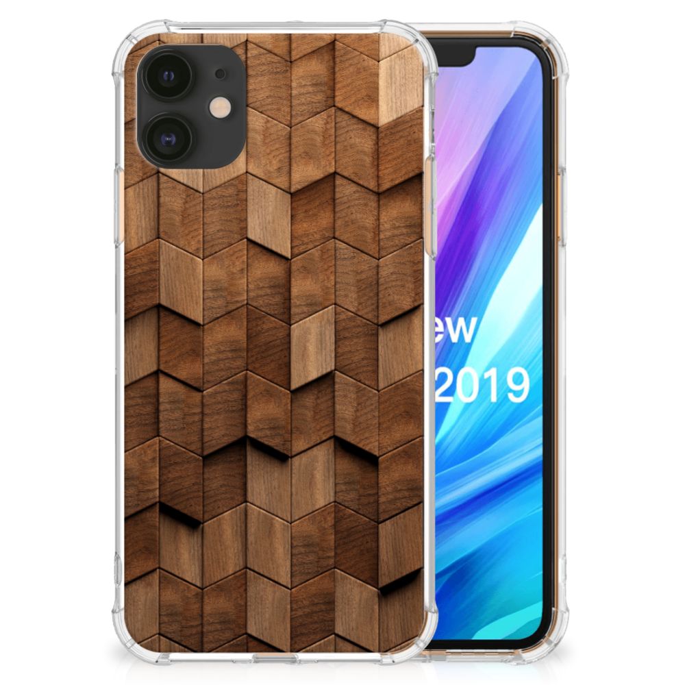 Stevig Telefoonhoesje voor Apple iPhone 11 Wooden Cubes