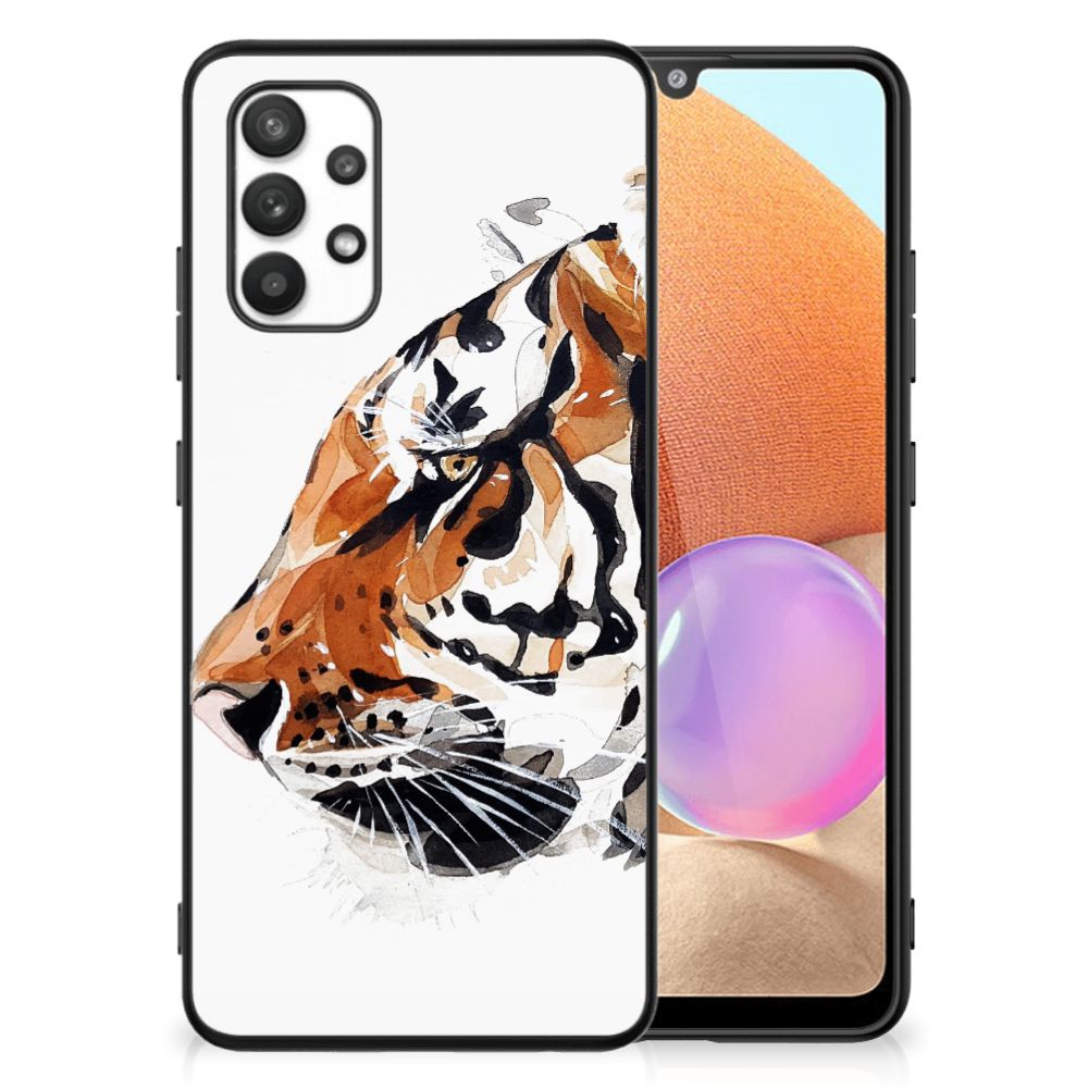 Kleurrijke Telefoonhoesje Samsung Galaxy A32 4G | A32 5G Enterprise Editie Watercolor Tiger B2C Telecom