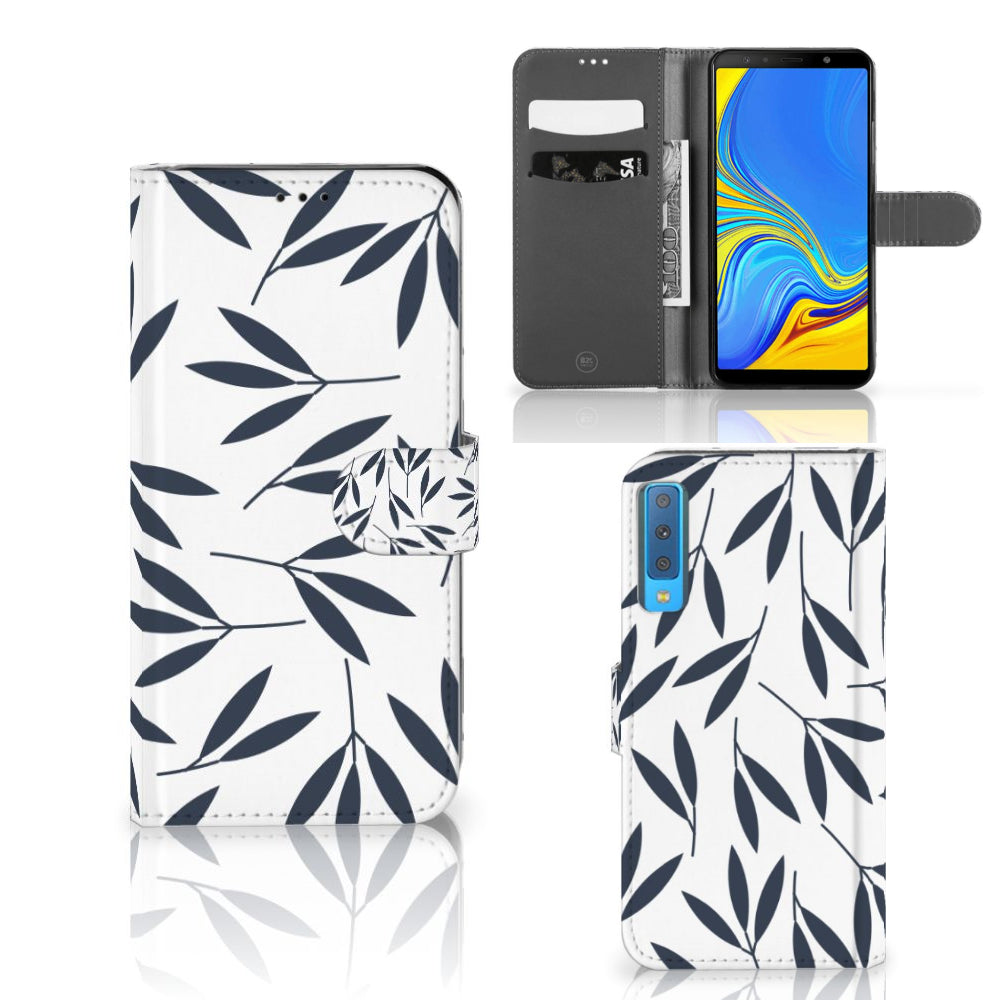 Samsung Galaxy A7 (2018) Hoesje Leaves Blue