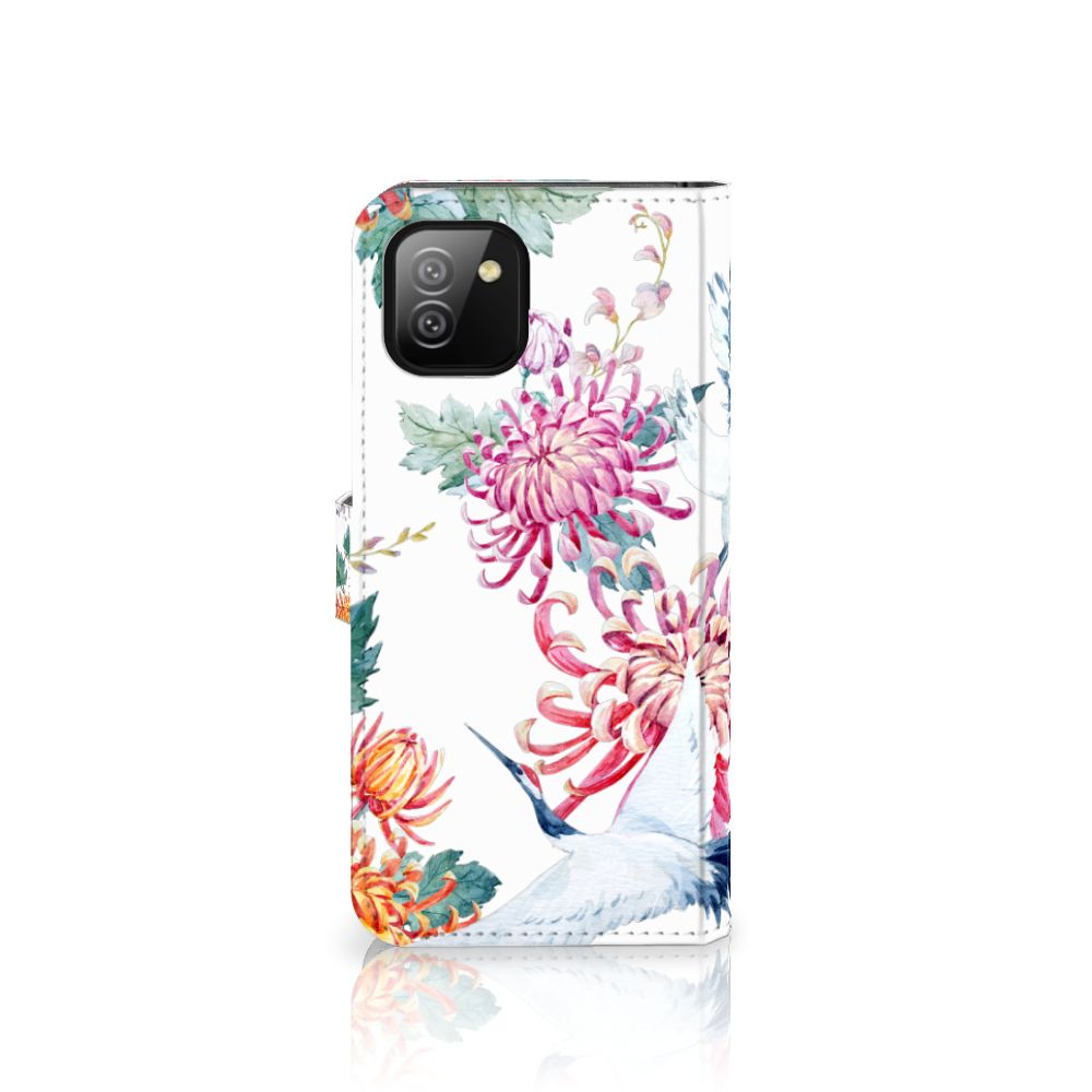 Samsung Galaxy A03 Telefoonhoesje met Pasjes Bird Flowers