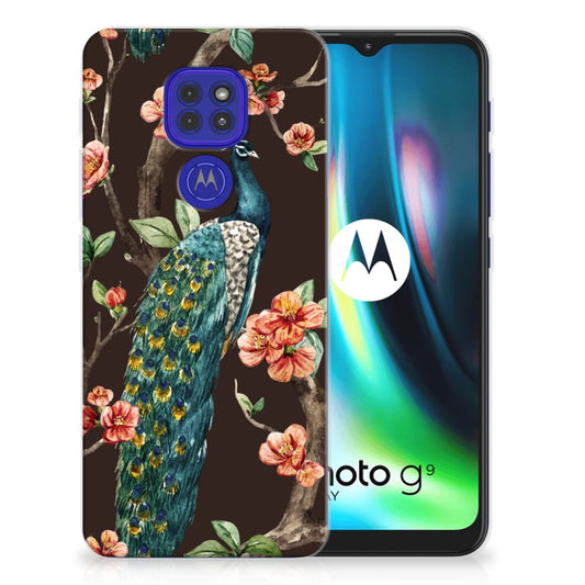 Motorola Moto G9 Play | E7 Plus TPU Hoesje Pauw met Bloemen