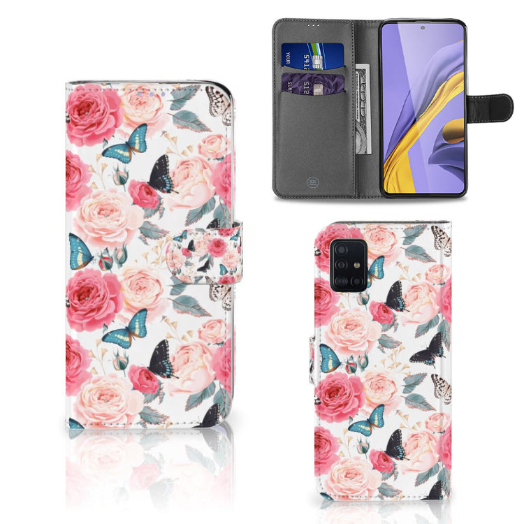 Samsung Galaxy A51 Hoesje Butterfly Roses