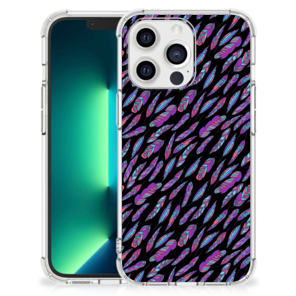 iPhone 13 Pro Max Doorzichtige Silicone Hoesje Feathers Color - B2C Telecom