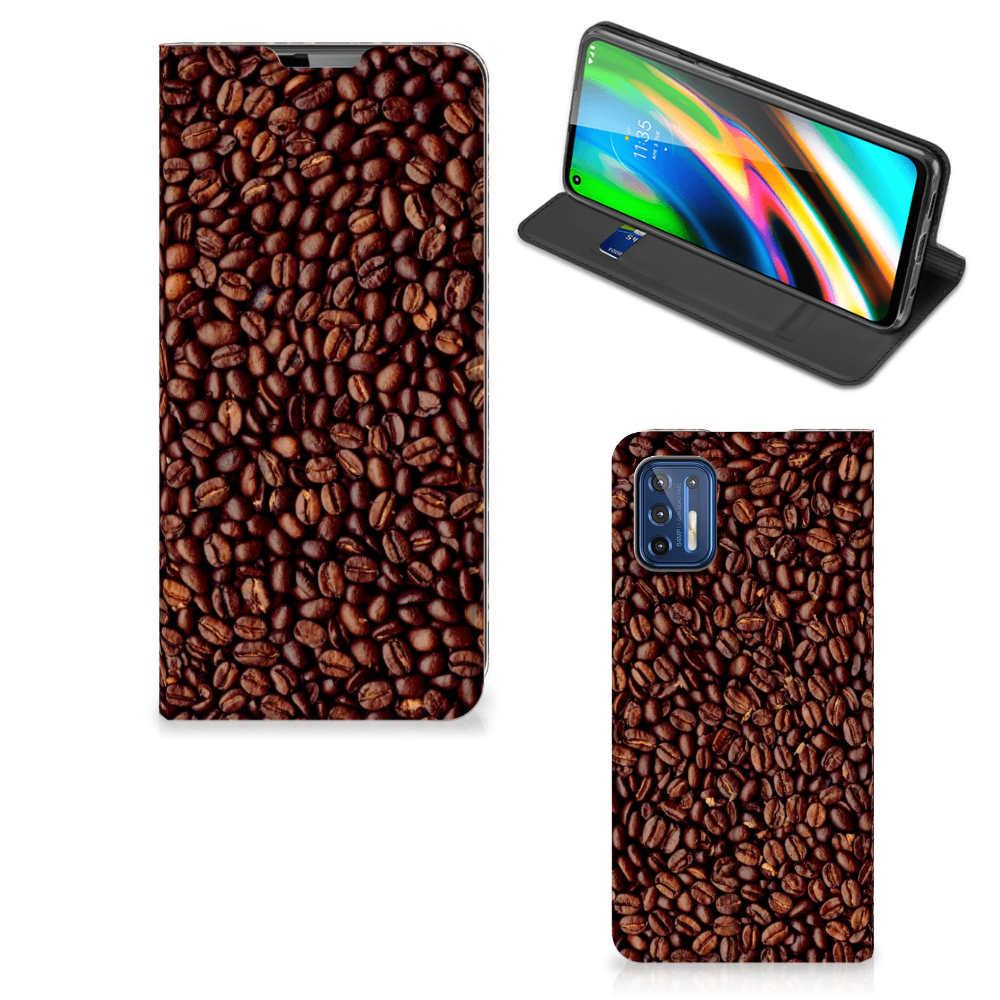 Motorola Moto G9 Plus Flip Style Cover Koffiebonen - B2C Telecom