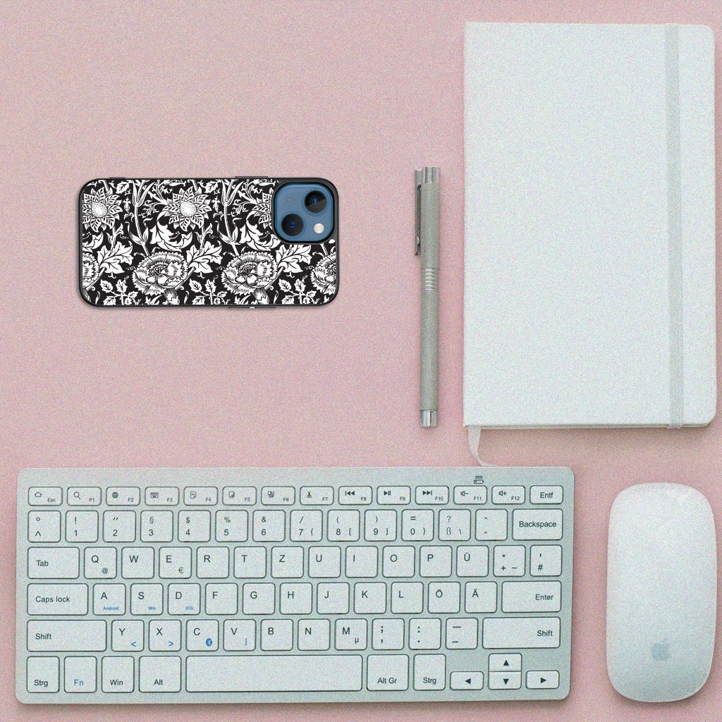 Apple iPhone 13 mini Bloemen Hoesje Black Flowers B2C Telecom