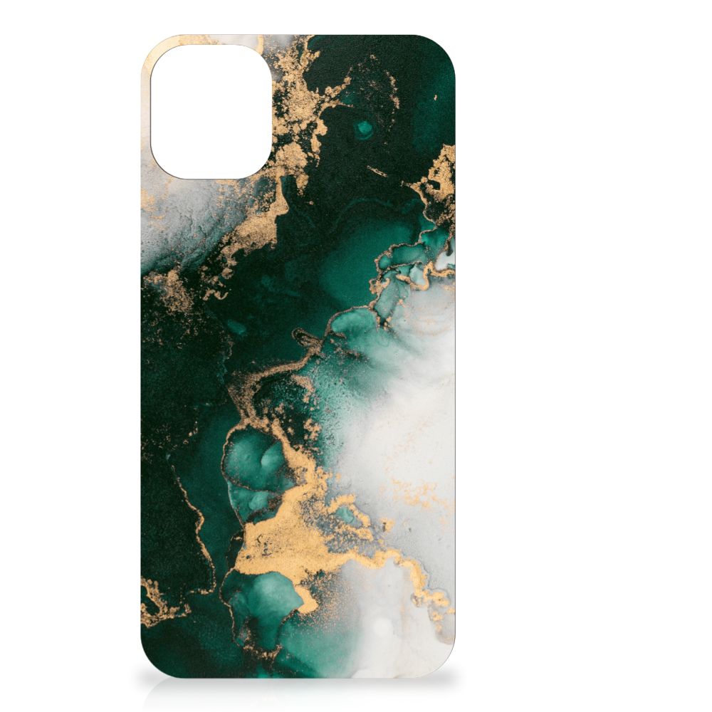 Marmeren Print Telefoonhoesje voor iPhone 11 Marmer Groen met een groen en goud ontwerp.