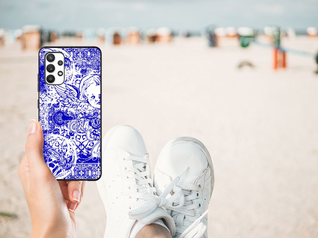 Telefoonhoesje Samsung Galaxy A32 4G | A32 5G Enterprise Editie Angel Skull Blauw B2C Telecom