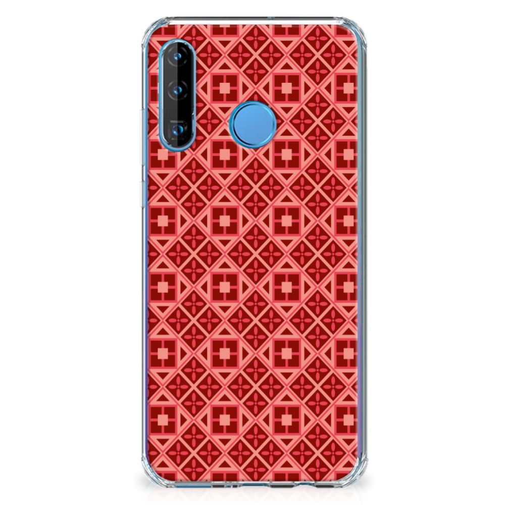 Huawei P30 Lite Doorzichtige Silicone Hoesje Batik Rood