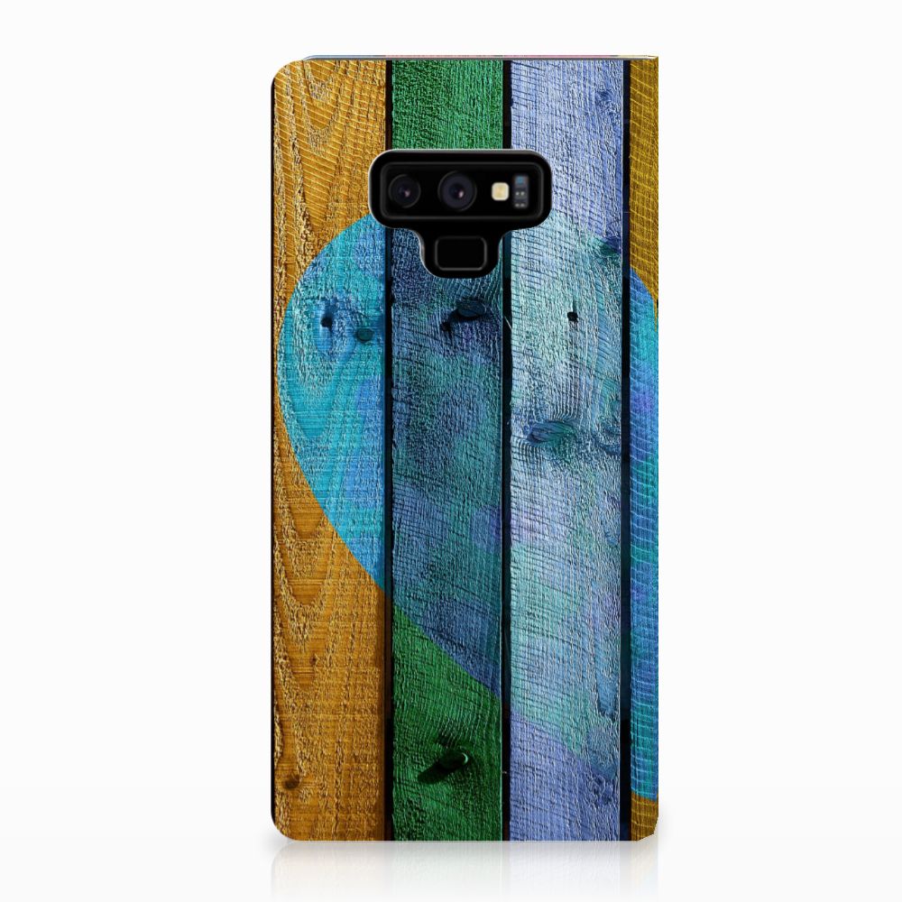 Samsung Galaxy Note 9 Book Wallet Case Wood Heart - Cadeau voor je Vriend