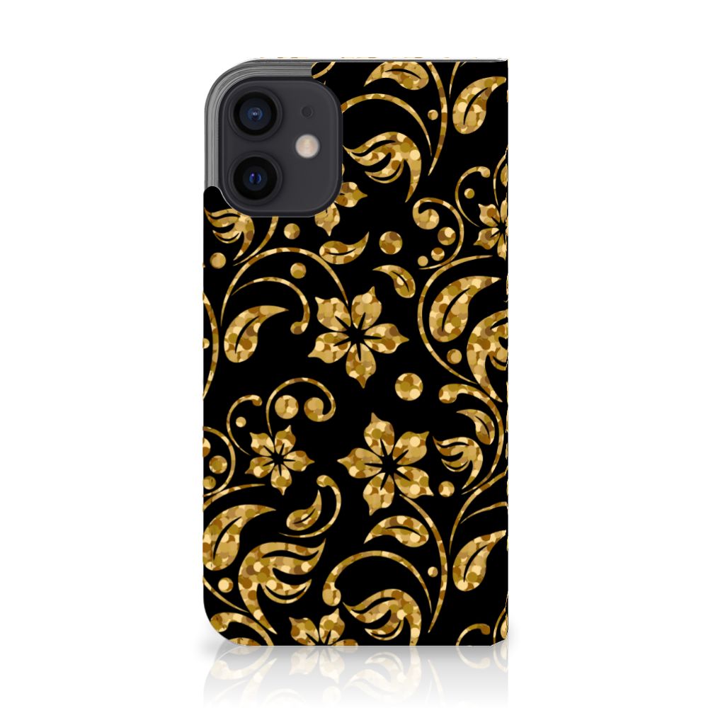 iPhone 12 Mini Smart Cover Gouden Bloemen - B2C Telecom