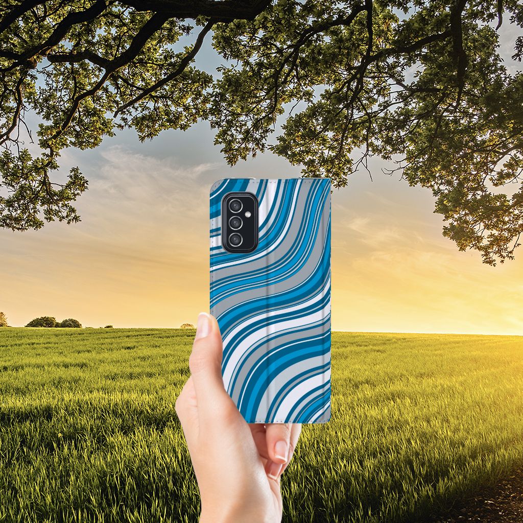 Samsung Galaxy M52 Hoesje met Magneet Waves Blue - B2C Telecom