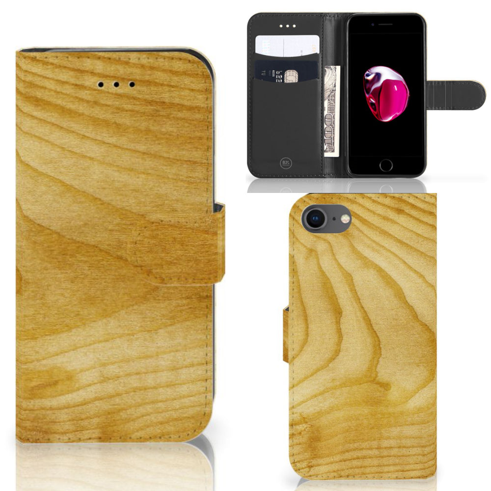 iPhone 7 | 8 | SE (2020) | SE (2022) Book Style Case Licht Hout