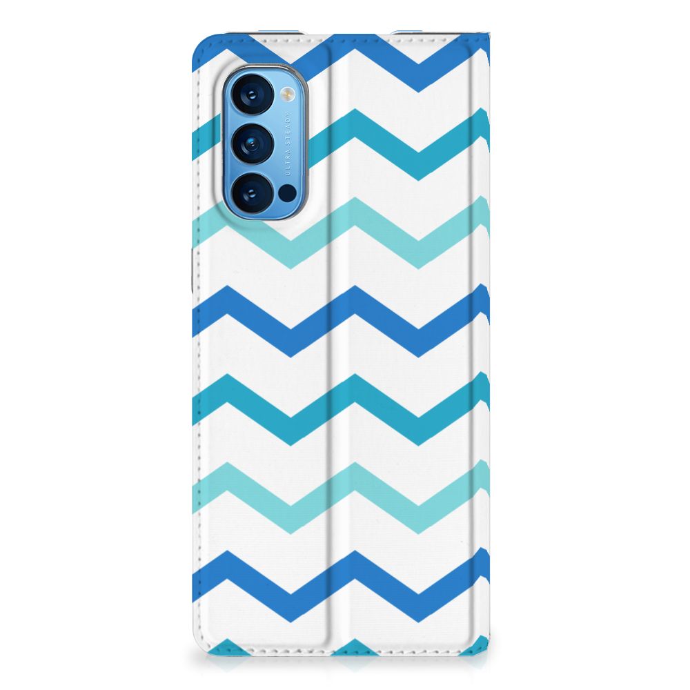 OPPO Reno4 Pro 5G Hoesje met Magneet Zigzag Blauw - B2C Telecom