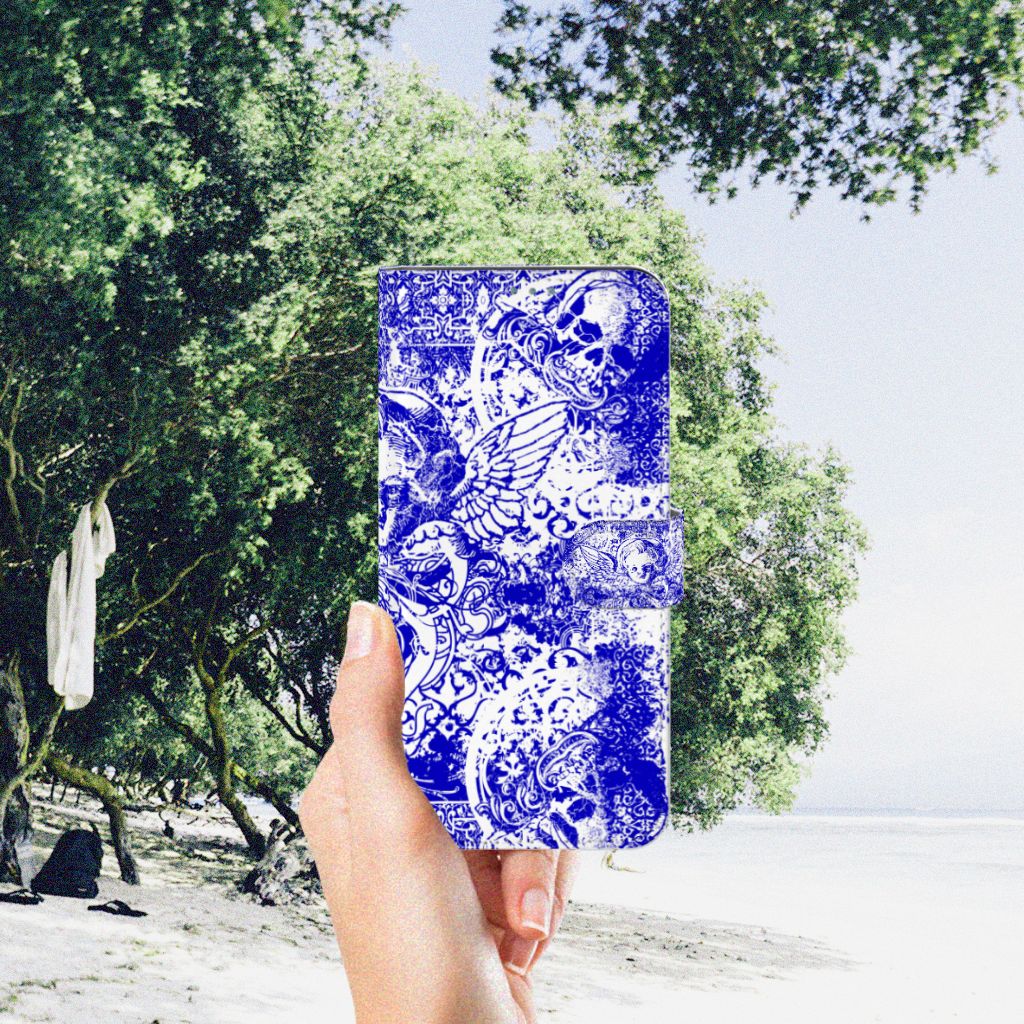 Telefoonhoesje met Naam Nokia X10 | Nokia X20 Angel Skull Blauw