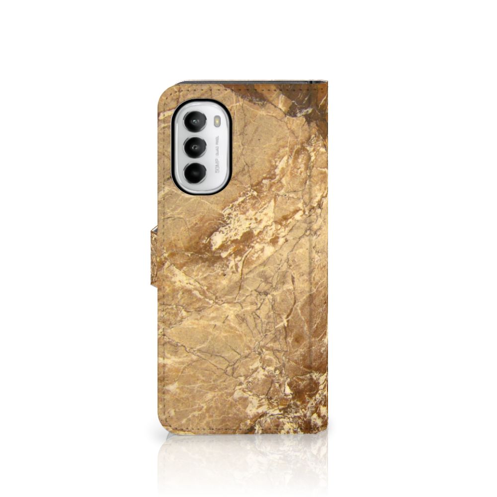 Motorola Moto G52 | Moto G82 Bookcase Marmer Creme met luxe marmerdesign en bescherming voor je telefoon.