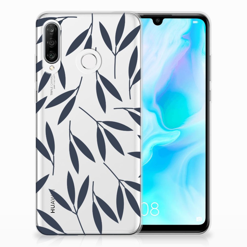 Huawei P30 Lite TPU Case Leaves Blue