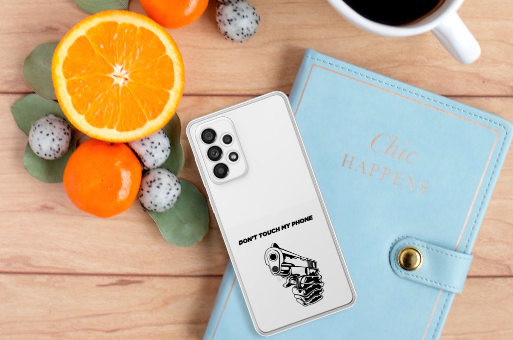 Samsung Galaxy A73 5G Silicone-hoesje Gun Don't Touch My Phone B2C Telecom