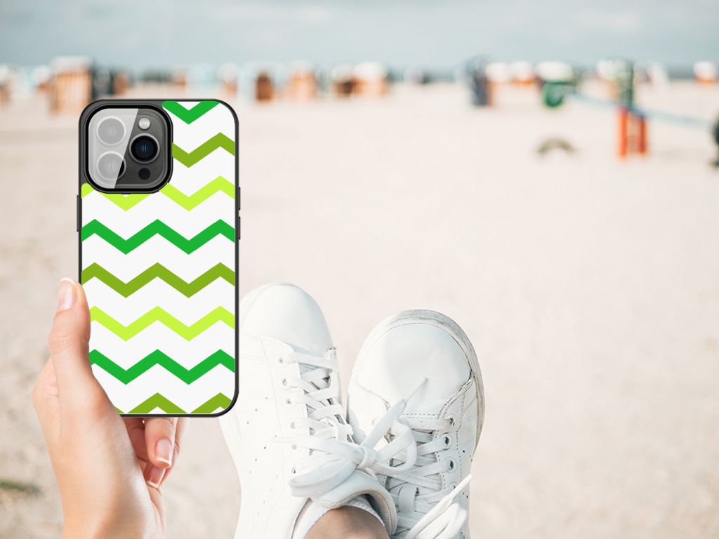 iPhone 13 Pro Max Back Case Zigzag Groen B2C Telecom