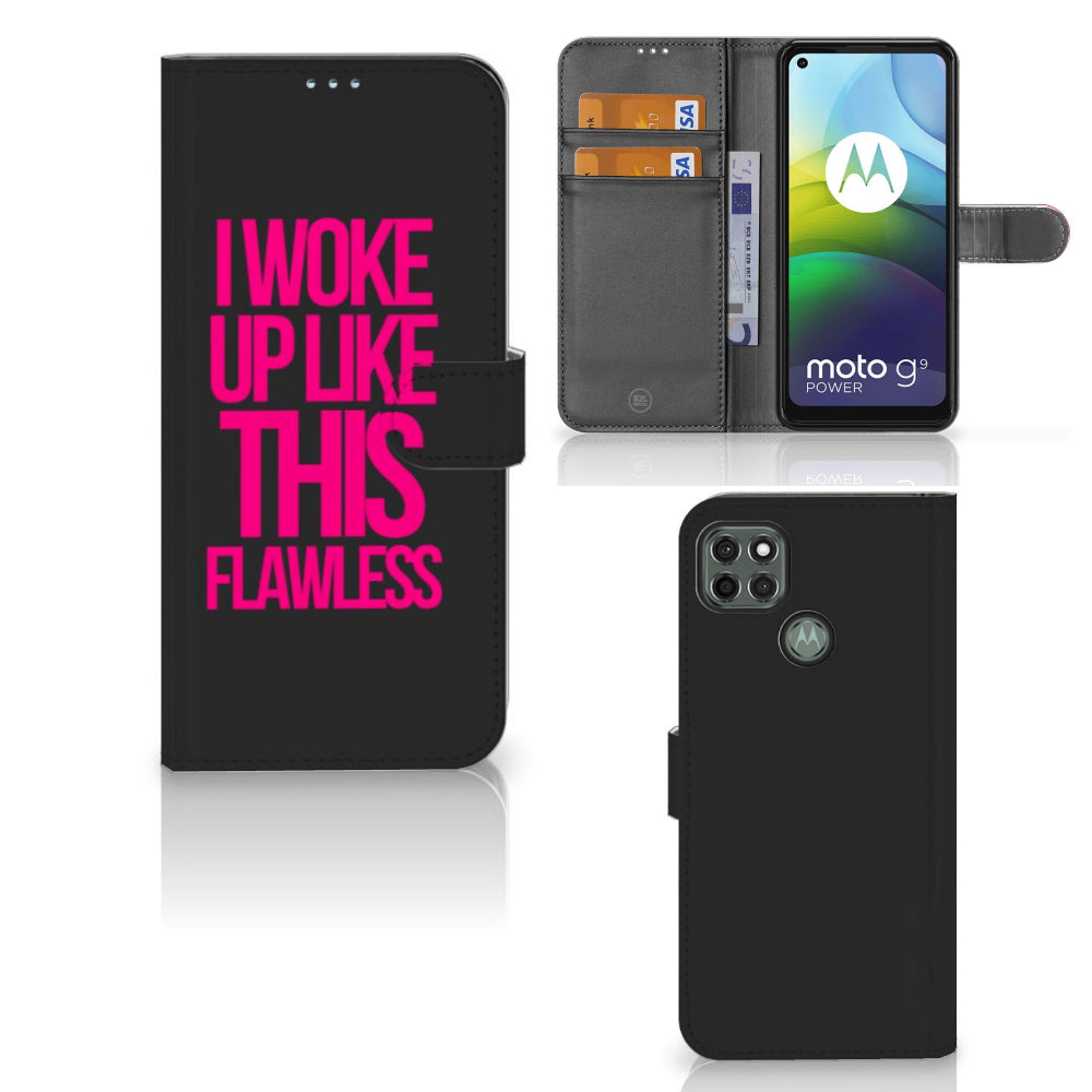 Motorola Moto G9 Power Hoesje met naam Woke Up - Origineel Cadeau Zelf Maken