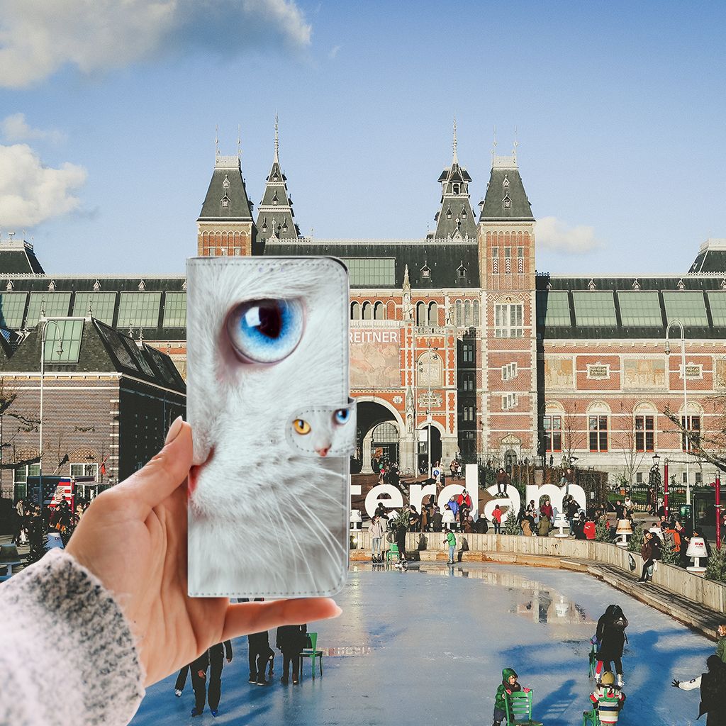 Samsung Galaxy S20 Ultra Telefoonhoesje met Pasjes Witte Kat