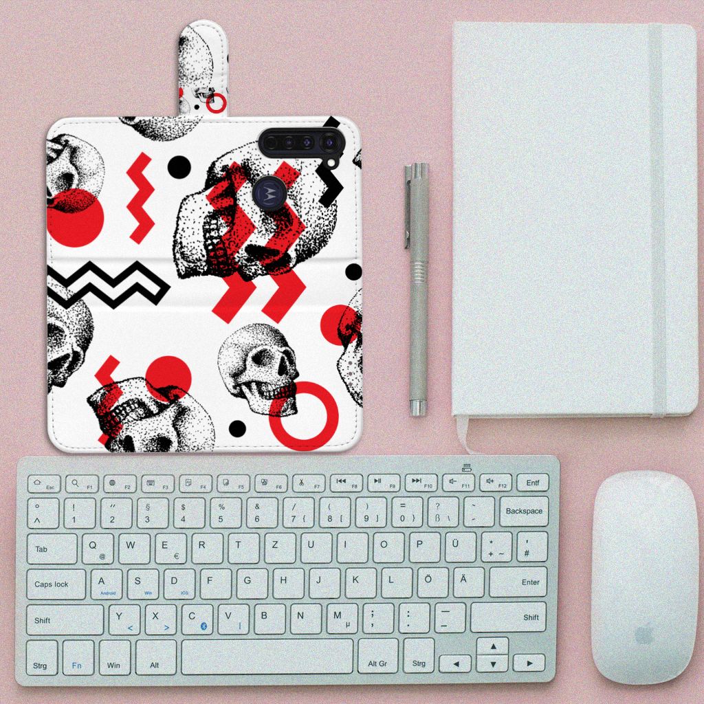 Telefoonhoesje met Naam Motorola Moto G Pro Skull Red