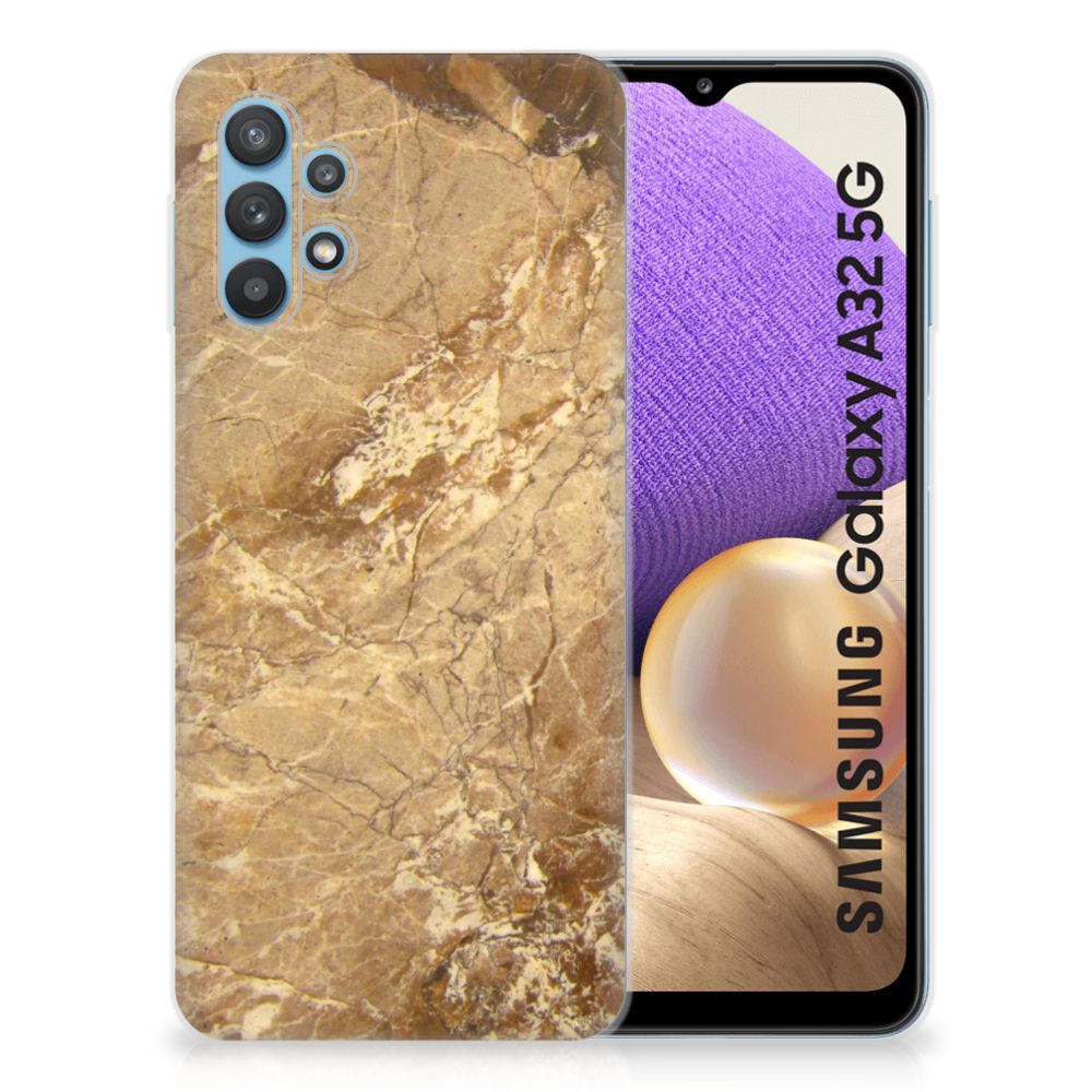 Samsung Galaxy A32 5G TPU Siliconen Hoesje Marmer Creme B2C Telecom