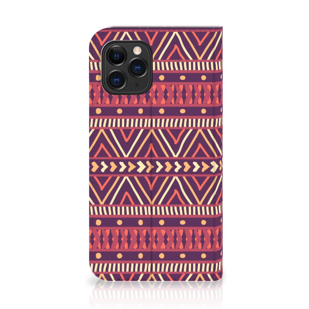 Apple iPhone 11 Pro Hoesje met Magneet Aztec Paars