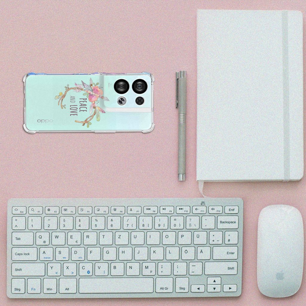 OPPO Reno8 Stevig Bumper Hoesje Boho Text B2C Telecom