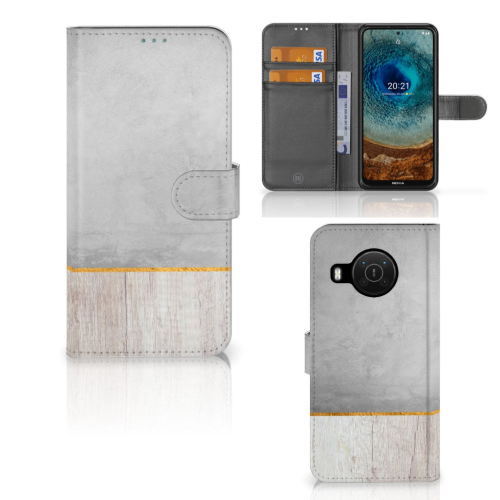 Nokia X10 | Nokia X20 Book Style Case Wood Concrete