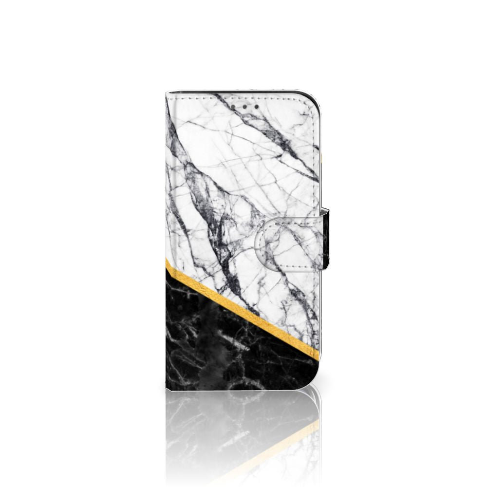 Apple iPhone 12 Mini Bookcase Marmer Wit Zwart - Origineel Cadeau Man