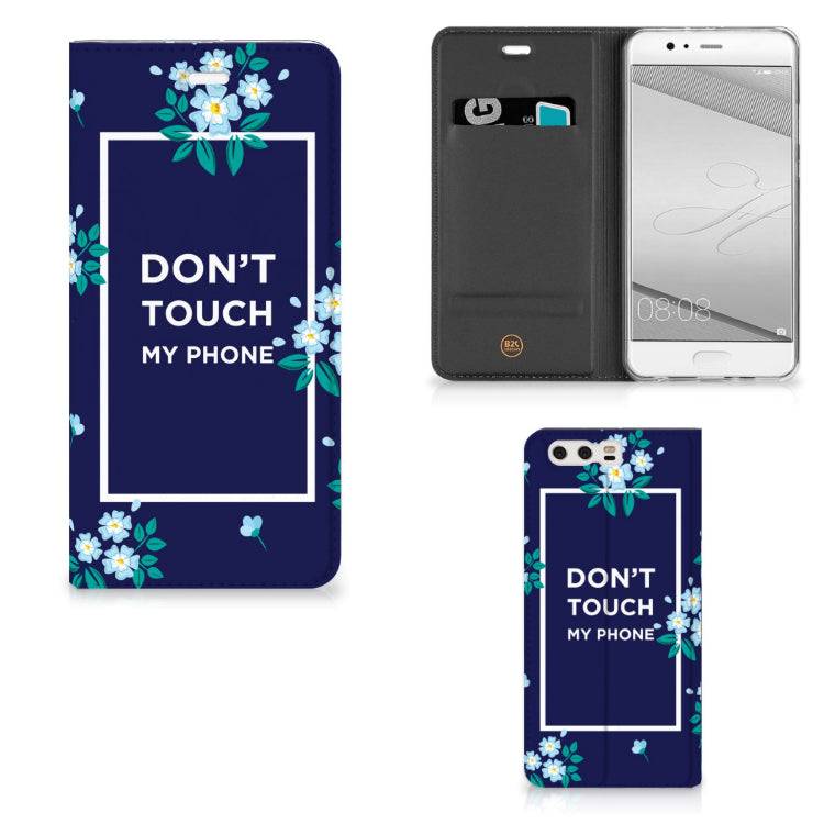 Huawei P10 Plus Design Case Flowers Blue DTMP