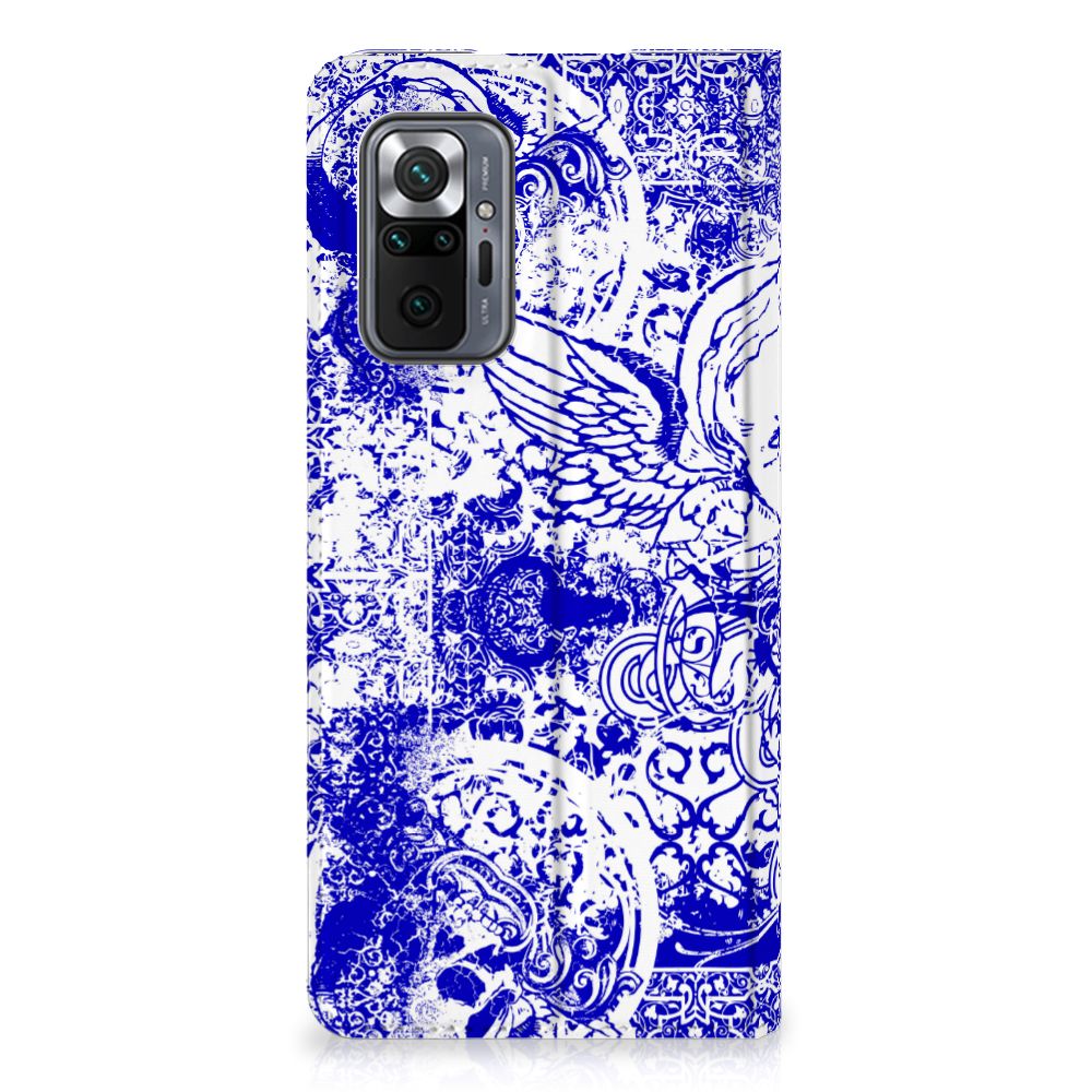 Mobiel BookCase Xiaomi Redmi Note 10 Pro Angel Skull Blauw - B2C Telecom