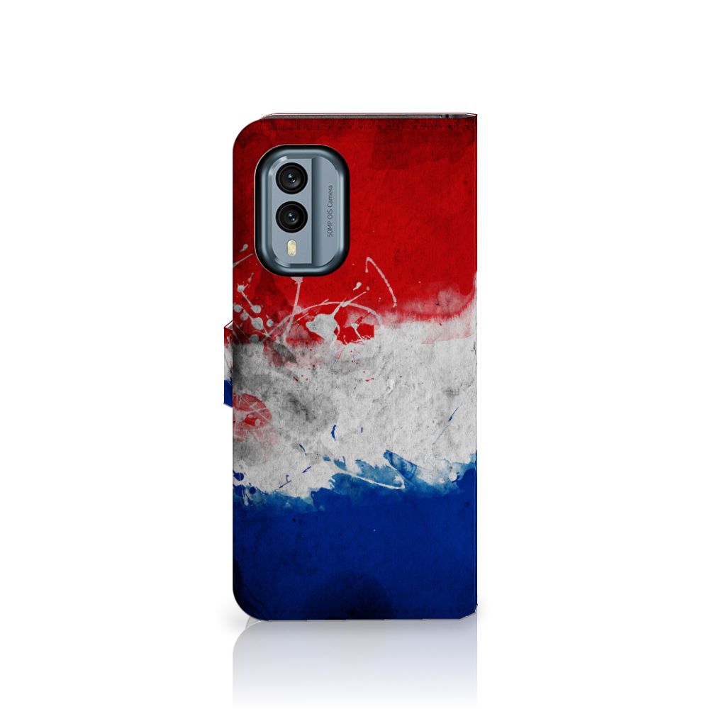 Nokia X30 Bookstyle Case Nederland met artistiek ontwerp van de Nederlandse vlag.
